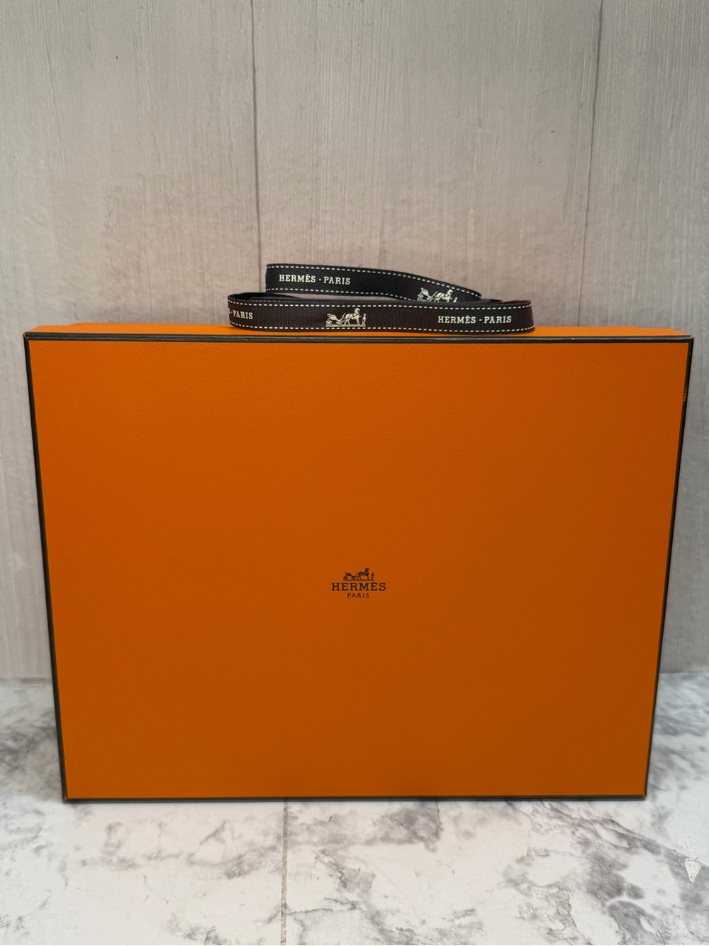 Hermes Medium orange empty shoe / sandals / accessory Box & Ribbon 
9"x11"x3"